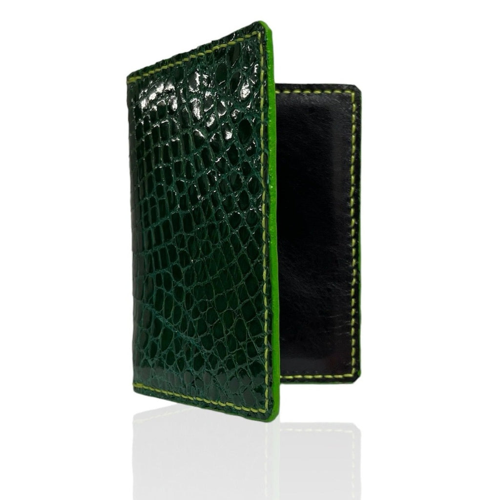 Emerald Green American Alligator Credit Card Wallet