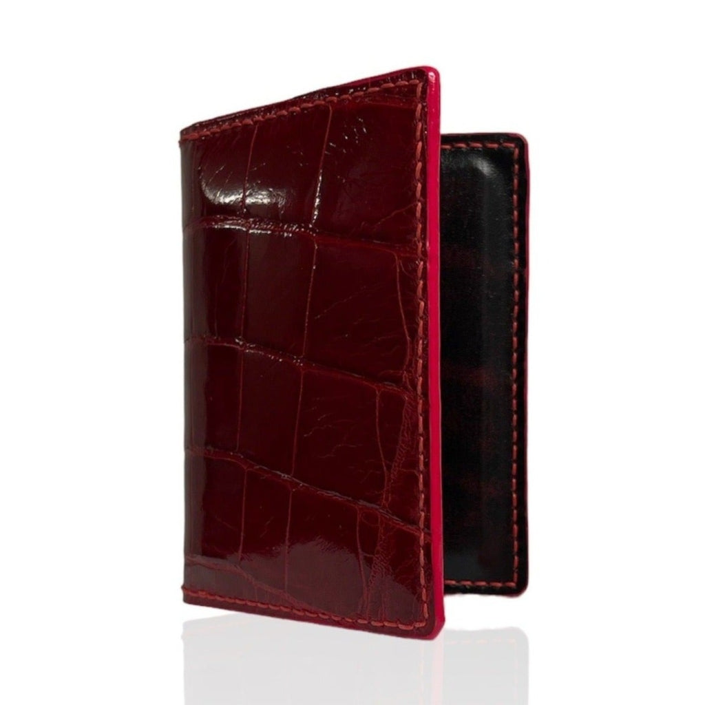 Cherry Red American Alligator Credit Card Wallet