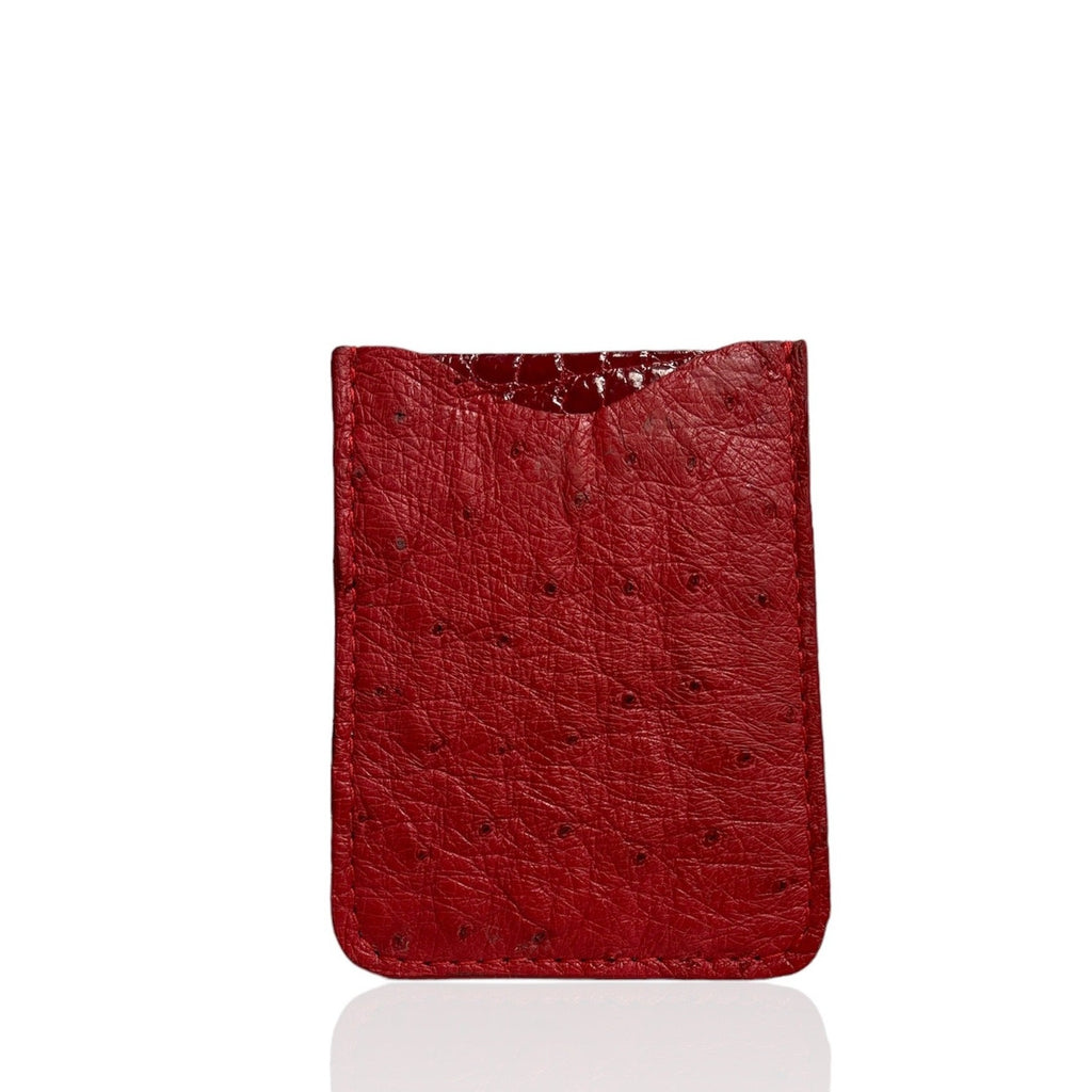 Red Ostrich Vertical Slot Wallet